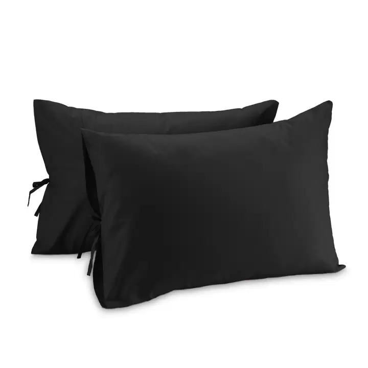 Bağcıklı Yastık Kılıfı 50x60 cm (2’li Set) – %100 Pamuk | Sabia Home – Siyah