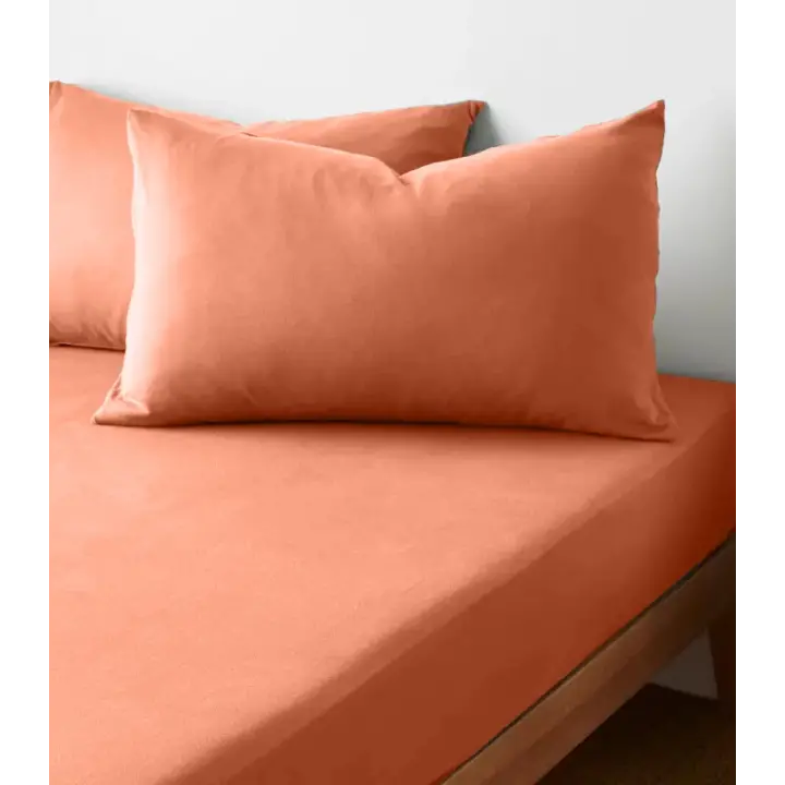 Sabia %100 Pamuk 62 Tel (155 TC) Okotex Sertifikalı Çift Kişilik Lastikli Çarşaf Seti 140x200 cm - Açık Kiremit