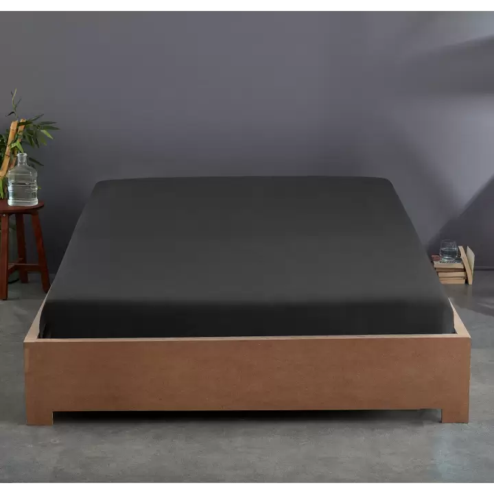 Sabia %100 Pamuk 62 Tel (155 TC) Okotex Sertifikalı Çift Kişilik Lastikli Çarşaf Seti 160x200+37 cm- Siyah