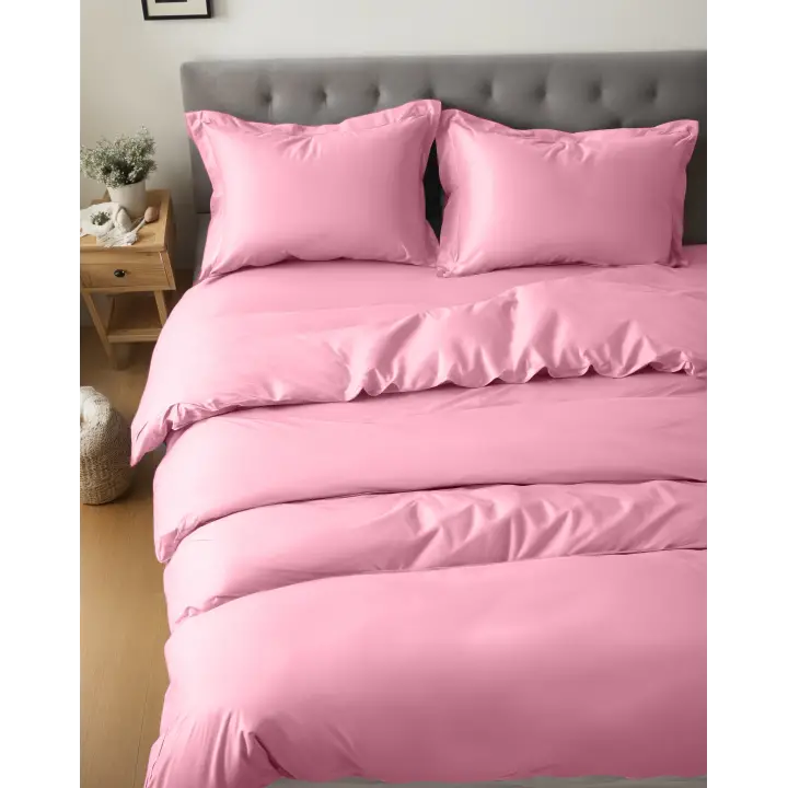 Sabia %100 Pamuk 62 Tel (155 TC) Okotex Sertifikalı Çift Kişilik Nevresim Seti - Pembe