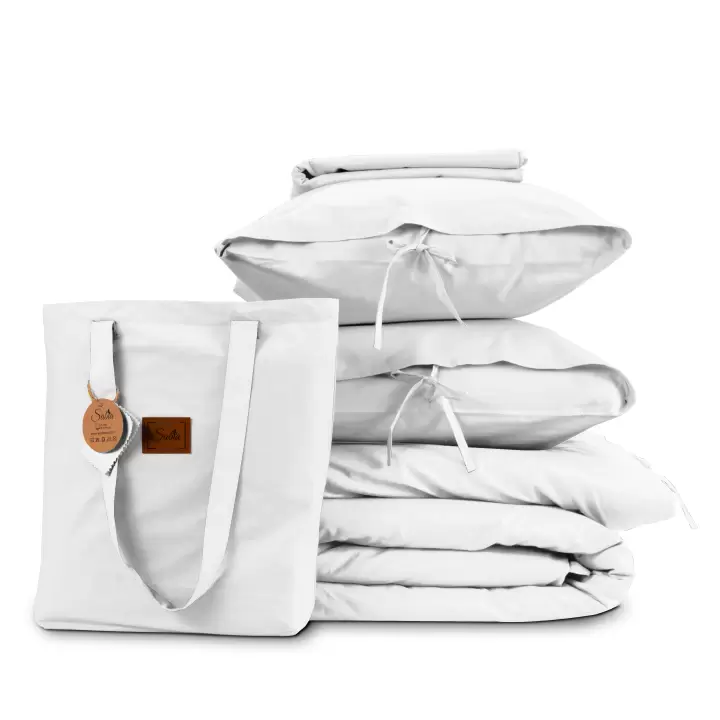 Sabia %100 Pamuk 62 Tel (155 TC) Okotex Sertifikalı Tek Kişilik 100x200+37 cm Nevresim Takımı - Beyaz