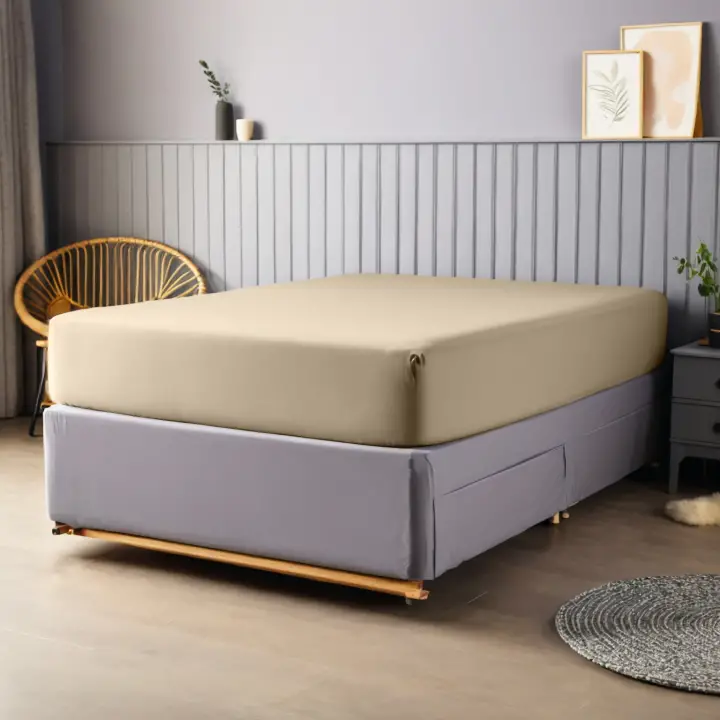 Sabia %100 Pamuk 62 Tel (155 TC) Okotex Sertifikalı Tek Kişilik Lastikli Çarşaf 90x190 cm - Krem