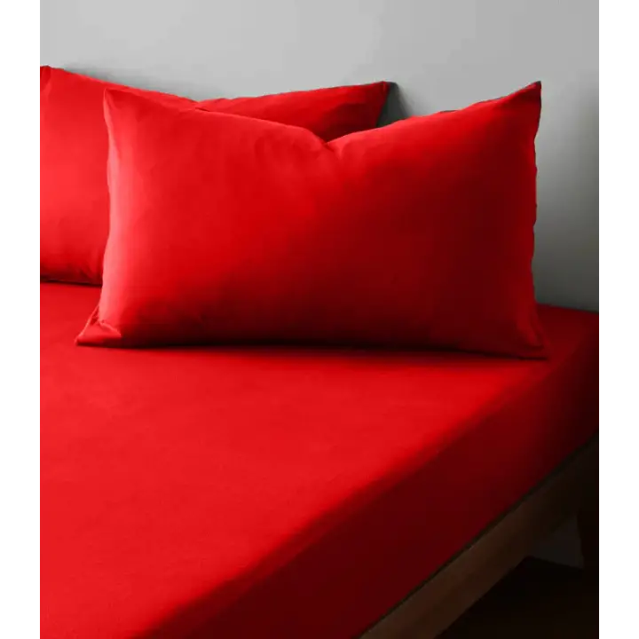 Sabia %100 Pamuk 62 Tel (155 TC) Okotex Sertifikalı Tek Kişilik Lastikli Çarşaf Seti 100x200+37 cm - Kırmızı