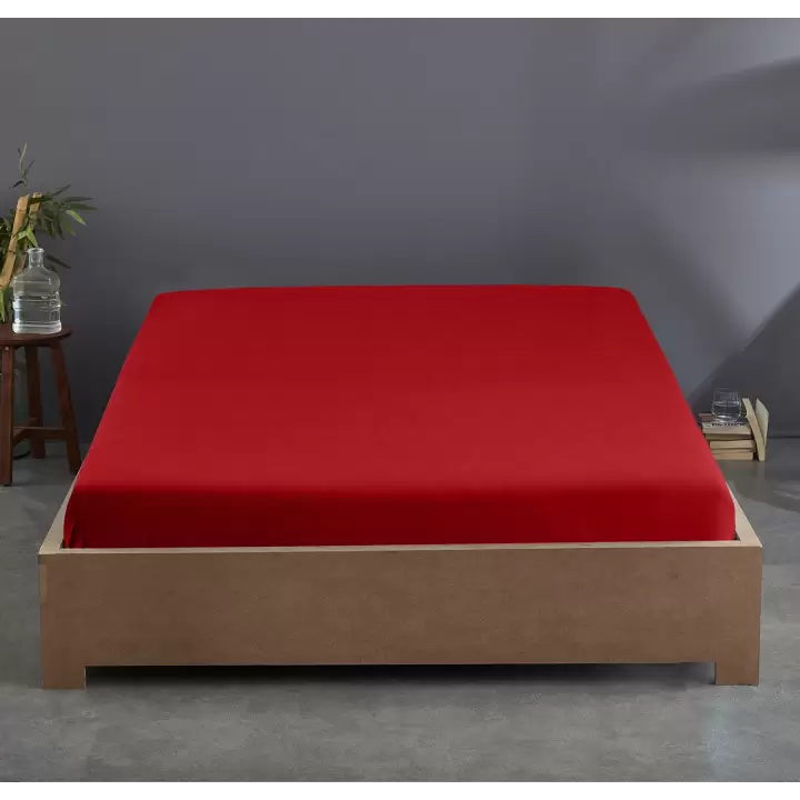 Sabia %100 Pamuk 62 Tel (155 TC) Okotex Sertifikalı Tek Kişilik Lastikli Çarşaf Seti 120x200+37 cm - Kırmızı