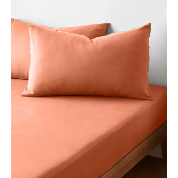 Sabia %100 Pamuk 62 Tel (155 TC) Okotex Sertifikalı Tek Kişilik Lastikli Çarşaf Seti 120x200 cm - Açık Kiremit