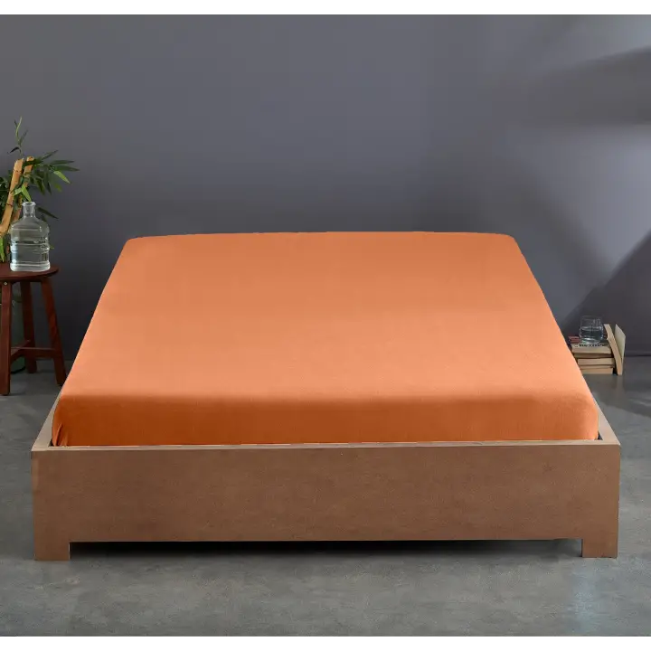 Sabia %100 Pamuk 62 Tel (155 TC) Okotex Sertifikalı Tek Kişilik Lastikli Çarşaf Seti 120x200 cm - Açık Kiremit