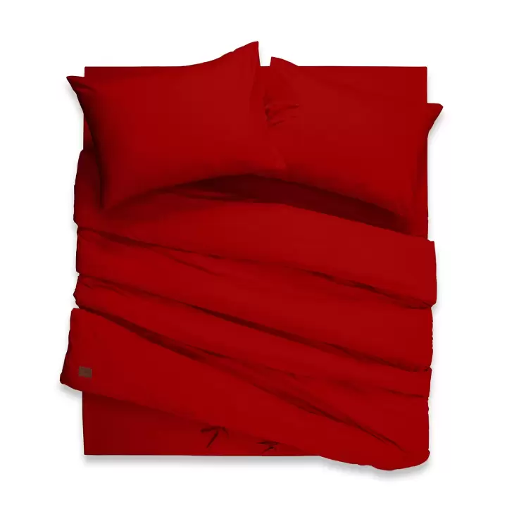 Tek Kişilik Nevresim Takımı – Lastikli Çarşaflı 100x200 cm (+30 cm) – %100 Pamuk | Sabia Home  - Kırmızı