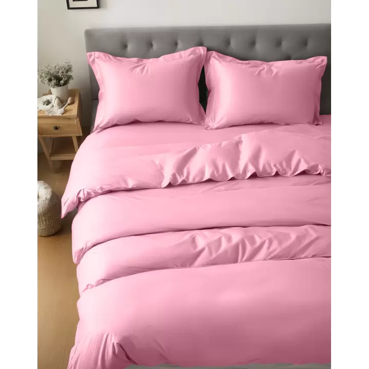 Sabia %100 Pamuk 62 Tel (155 TC) Tek Kişilik Nevresim Seti (2 Yastıklı) - Pembe