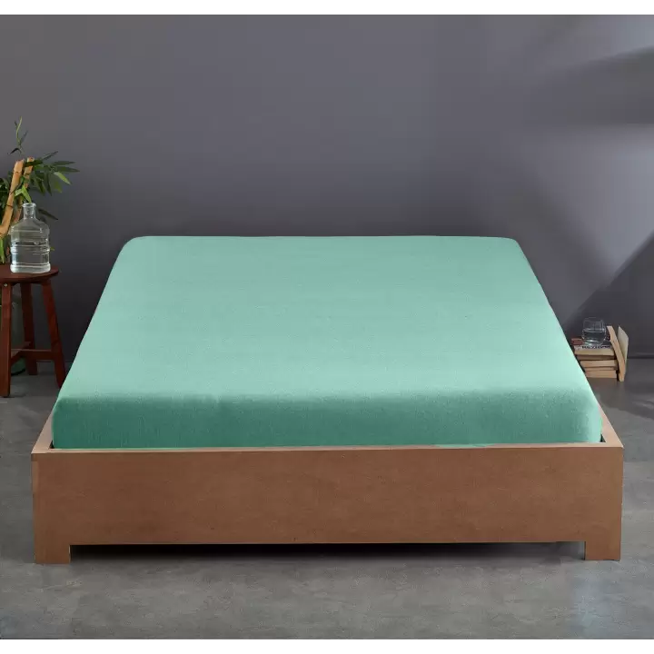 Lastikli Çarşaf 140x200 cm – Çift Kişilik – +30 cm Yükseklik – %100 Pamuk | Sabia Home Çağla Yeşili