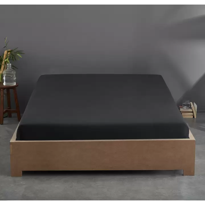 Lastikli Çarşaf 150x200 cm – Çift Kişilik – +30 cm Yükseklik – %100 Pamuk | Sabia Home - Siyah