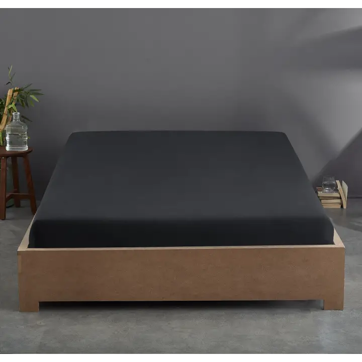 Lastikli Çarşaf 160x200 cm – Çift Kişilik – +30 cm Yükseklik – %100 Pamuk | Sabia Home - Siyah