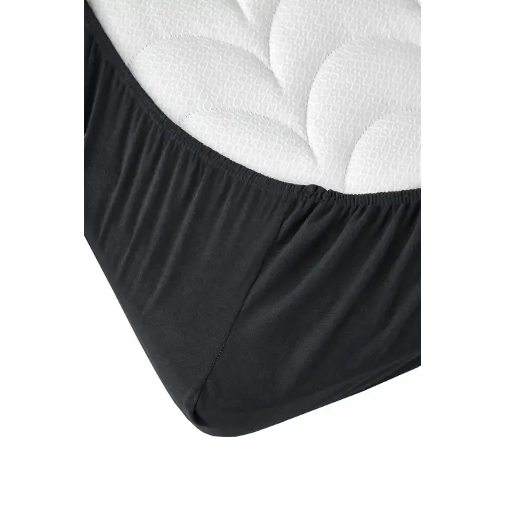 Sabia %100 Pamuk 62 Tel (155 TC) Okotex Sertifikalı Çift Kişilik Lastikli Çarşaf Seti 140x200 cm - Siyah