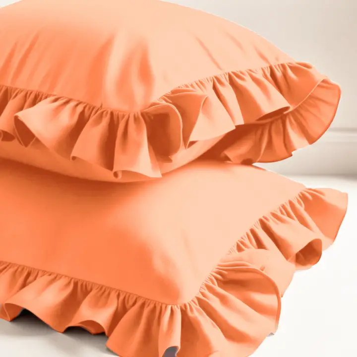 Fırfırlı Yastık Kılıfı 50x60 cm (2’li Set) – %100 Pamuk | Sabia Home – Açık Kiremit