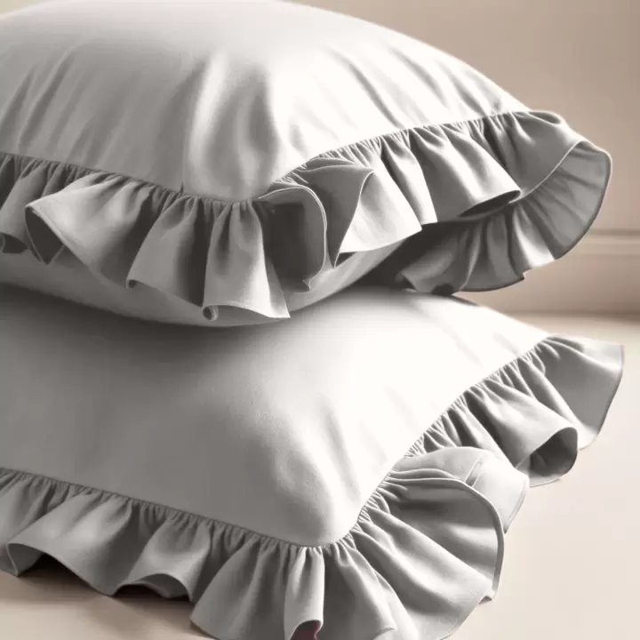 Fırfırlı Yastık Kılıfı 50x70 cm (2’li Set) – %100 Pamuk | Sabia Home – Gri
