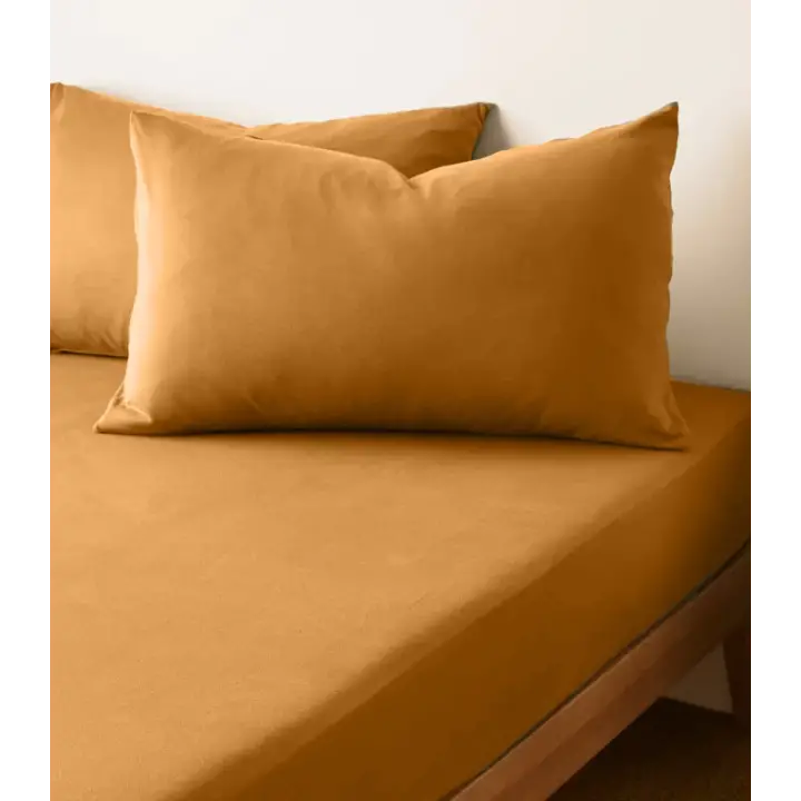 Sabia %100 Pamuk 62 Tel (155 TC) Okotex Sertifikalı Tek Kişilik Lastikli Çarşaf Seti 120x200 cm - Hardal