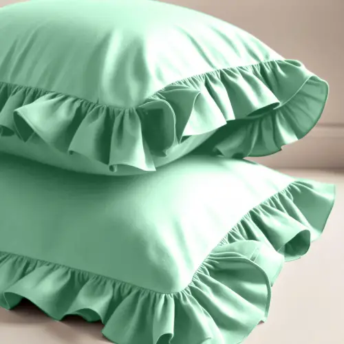 Fırfırlı Yastık Kılıfı 50x60 cm (2’li Set) – %100 Pamuk | Sabia Home – Mintblue