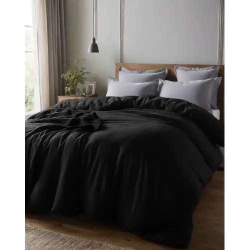 Sabia %100 Pamuk 62 Tel (155 TC) Battal Boy Nevresim - Siyah