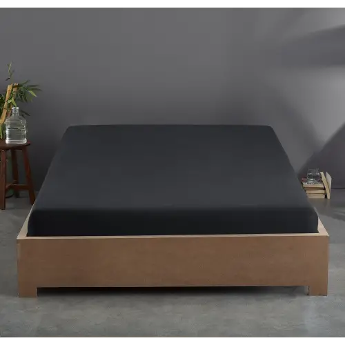 Çift Kişilik Lastikli Çarşaf – 160x200 cm – 37 cm Yükseklik – %100 Pamuk | Sabia Home  - Siyah