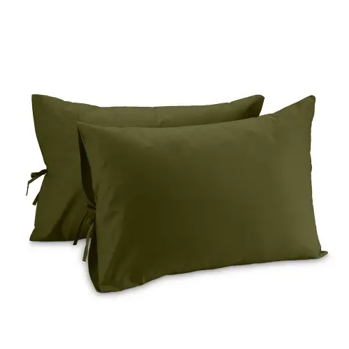 Bağcıklı Yastık Kılıfı 50x60 cm (2’li Set) – %100 Pamuk | Sabia Home – Koyu Yeşil