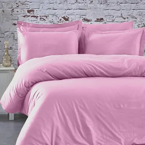 Sabia %100 Pamuk 62 Tel (155 TC) 4 Yastıklı Çift Kişilik 140x200+30 cm Nevresim Takımı - Pembe