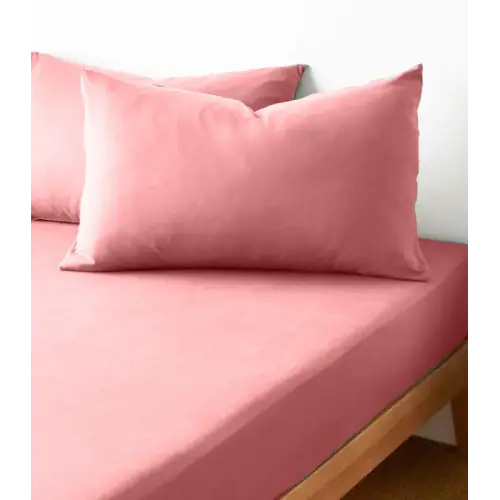 Sabia %100 Pamuk 62 Tel (155 TC) Okotex Sertifikalı Çift Kişilik Lastikli Çarşaf Seti 140x200+37 cm - Pembe