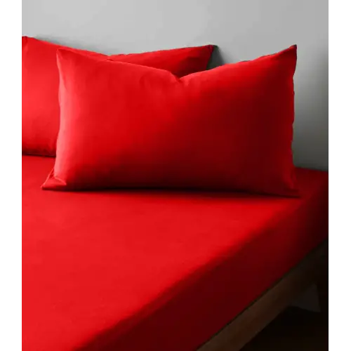 Sabia %100 Pamuk 62 Tel (155 TC) Okotex Sertifikalı Çift Kişilik Lastikli Çarşaf Seti 150x200+37 cm - Kırmızı