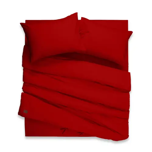 Sabia %100 Pamuk 62 Tel (155 TC) Okotex Sertifikalı Tek Kişilik 100x200+37 cm Nevresim Takımı - Kırmızı