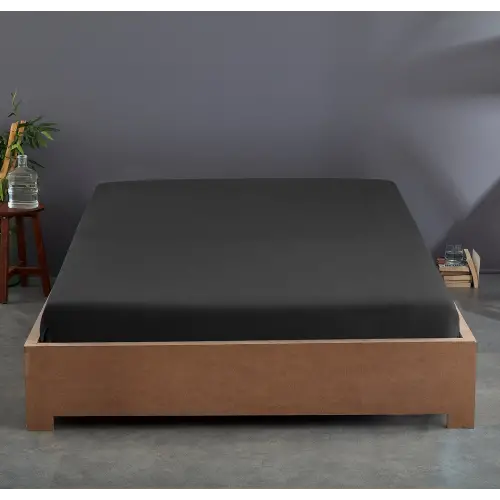 Sabia %100 Pamuk 62 Tel (155 TC) Okotex Sertifikalı Tek Kişilik Lastikli Çarşaf 80x200 cm - Siyah