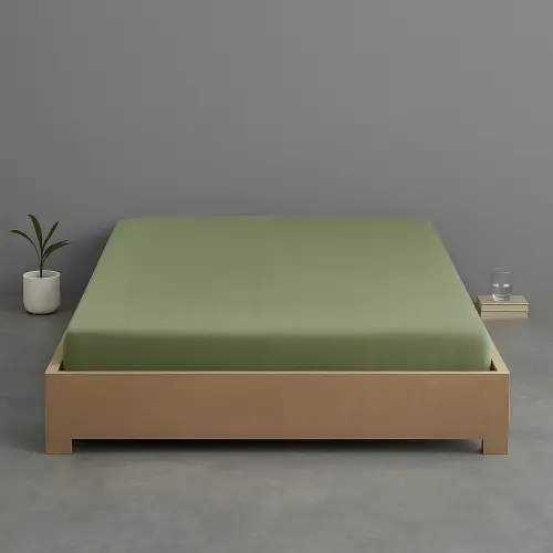 Sabia %100 Pamuk 62 Tel (155 TC) Okotex Sertifikalı Tek Kişilik Lastikli Çarşaf 80x200 cm - Zeytin