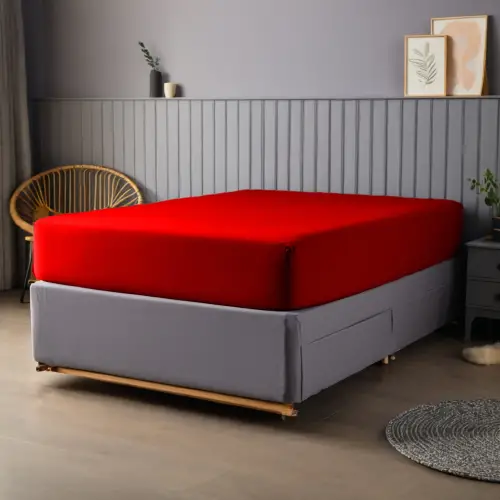 90x190 cm Lastikli Çarşaf – 30 cm Yükseklik | Pamuklu | Sabia Home  - Kırmızı