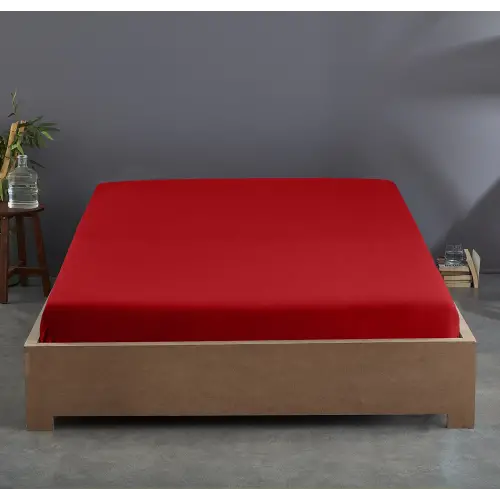 90x200 cm Lastikli Çarşaf – 30 cm Yükseklik | Pamuklu | Sabia Home - Kırmızı