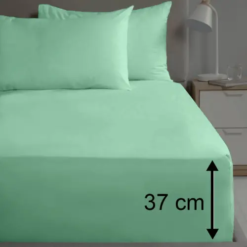 Sabia %100 Pamuk 62 Tel (155 TC) Okotex Sertifikalı Tek Kişilik Lastikli Çarşaf Seti 100x200+37 cm - Mintblue