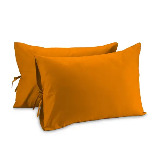 Bağcıklı Yastık Kılıfı 50x70 cm (2’li Set) – %100 Pamuk | Sabia Home – Turuncu