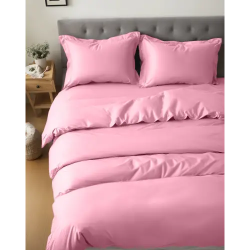 Sabia %100 Pamuk 62 Tel (155 TC) Tek Kişilik Nevresim Seti (2 Yastıklı) - Pembe