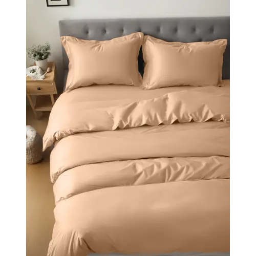 Sabia %100 Pamuk 62 Tel (155 TC) Tek Kişilik Nevresim Seti (2 Yastıklı) - Krem