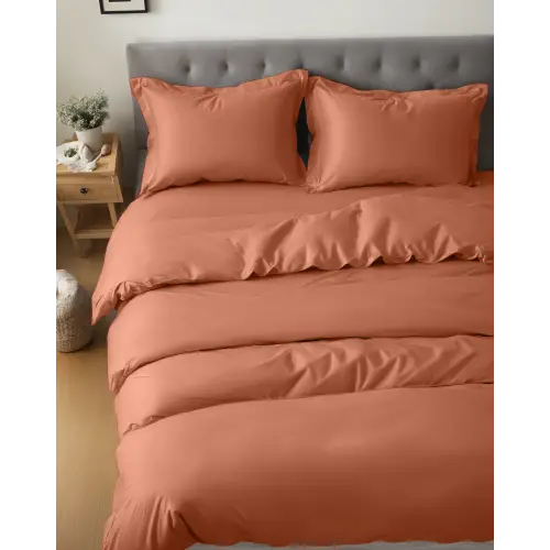 Sabia %100 Pamuk 62 Tel (155 TC) Tek Kişilik Nevresim Seti - Açık Kiremit