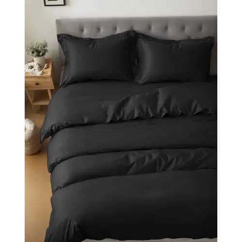 Sabia %100 Pamuk 62 Tel (155 TC) Tek Kişilik Nevresim Seti - Siyah