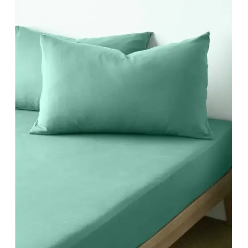 Sabia %100 Pamuk 62 Tel (155 TC) Okotex Sertifikalı Çift Kişilik Lastikli Çarşaf Seti 150x200 cm - Çağla Yeşili