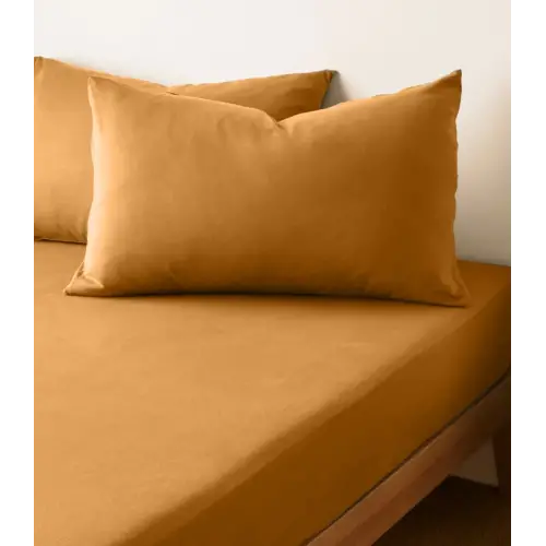 Lastikli Çarşaf 160x200 cm – Çift Kişilik – +30 cm Yükseklik – %100 Pamuk | Sabia Home- Hardal