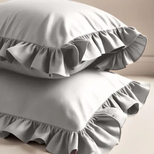 Fırfırlı Yastık Kılıfı 50x60 cm (2’li Set) – %100 Pamuk | Sabia Home – Gri