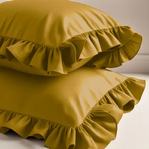 Fırfırlı Yastık Kılıfı 50x60 cm (2’li Set) – %100 Pamuk | Sabia Home – Hardal