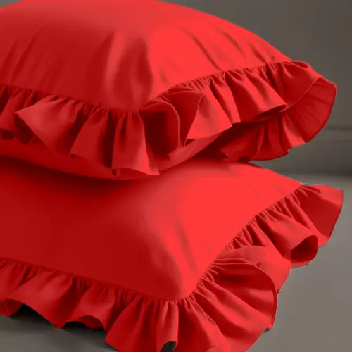 Fırfırlı Yastık Kılıfı 50x60 cm (2’li Set) – %100 Pamuk | Sabia Home – Kırmızı