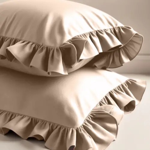 Fırfırlı Yastık Kılıfı 50x60 cm (2’li Set) – %100 Pamuk | Sabia Home – Krem