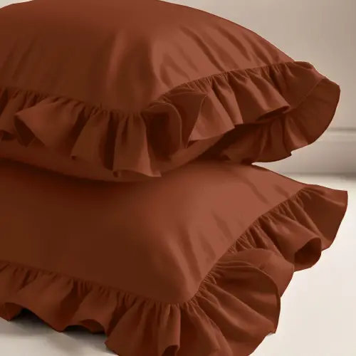 Fırfırlı Yastık Kılıfı 50x70 cm (2’li Set) – %100 Pamuk | Sabia Home – Kiremit