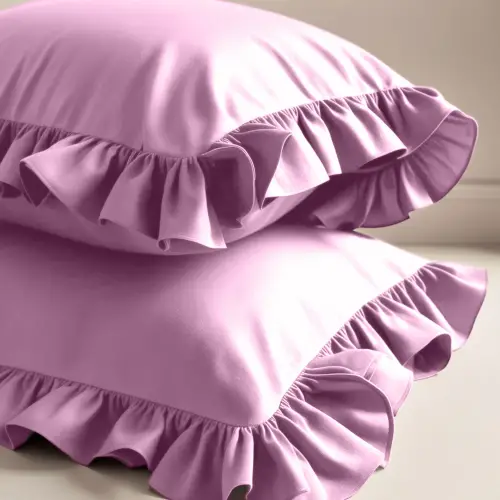 Fırfırlı Yastık Kılıfı 50x70 cm (2’li Set) – %100 Pamuk | Sabia Home – Lila