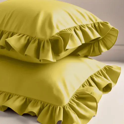 Fırfırlı Yastık Kılıfı 50x70 cm (2’li Set) – %100 Pamuk | Sabia Home – Limon Küfü