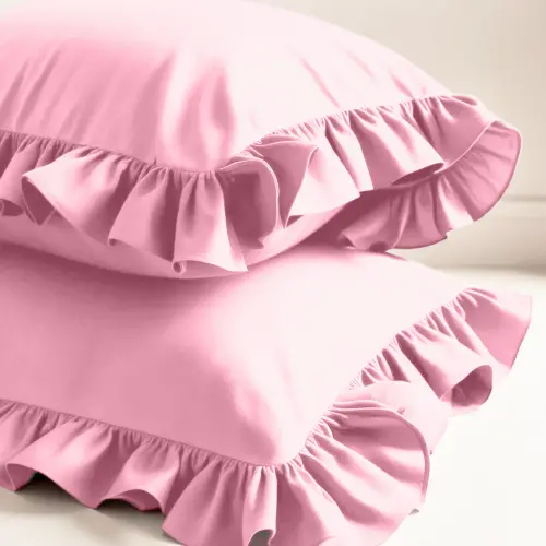 Fırfırlı Yastık Kılıfı 50x70 cm (2’li Set) – %100 Pamuk | Sabia Home – Pembe