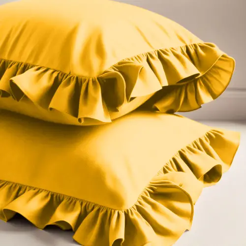 Fırfırlı Yastık Kılıfı 50x70 cm (2’li Set) – %100 Pamuk | Sabia Home – Sarı