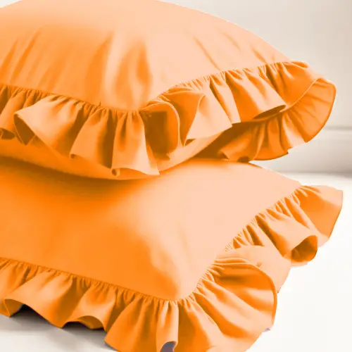 Fırfırlı Yastık Kılıfı 50x70 cm (2’li Set) – %100 Pamuk | Sabia Home – Turuncu