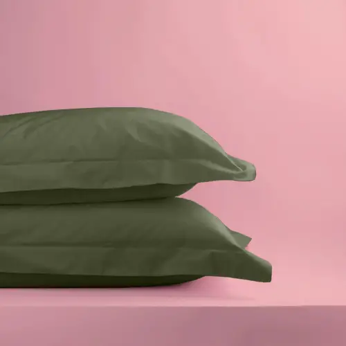 Sabia %100 Pamuk Oxford Yastık Kılıfı Seti 62 Tel (155 TC) Okotex Sertifikalı - Koyu Yeşil